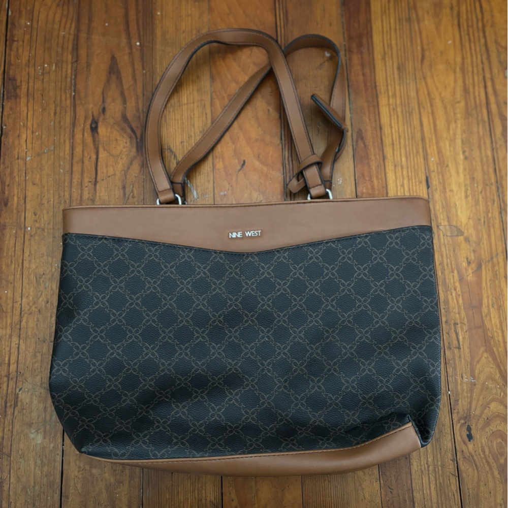 Nine West Black and Tan Patterned Tote